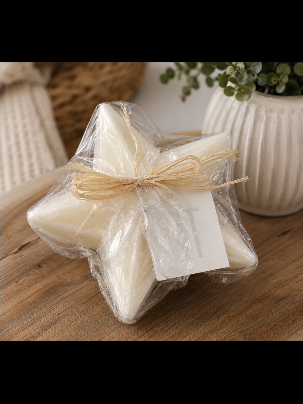 Large Ivory Star Pillar Candle | New Decorative Holiday Christmas Decor
